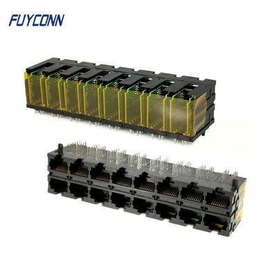 PCB 2x8 Ports 16 * 10P 160 Pin RJ45 Connector with Right Angle Terminal