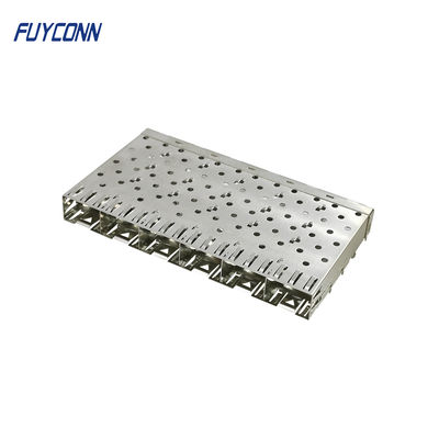 6 Port SFP+ Cage with Light Pipe Press-Fit Termination 1x6