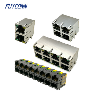 موصل جاك RJ45 للزاوية اليمنى للإناث ، موصل معياري RJ45 ثنائي الفينيل متعدد الكلور
