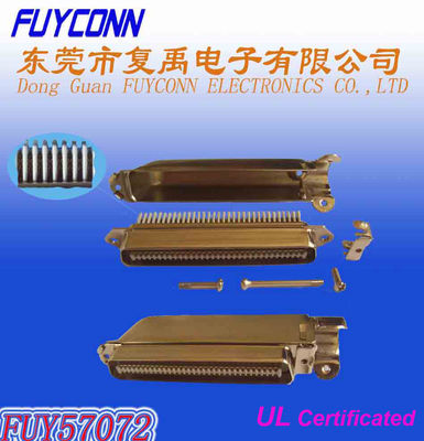 Amphenol 2.16mm الملعب 64 دبوس IDC العقص التوصيل موصل 32 زوجا نوع الذكور مع 90 درجة غطاء معدني