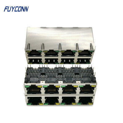 فوسفور برونزي 2x4 8 منافذ 64 دبوس أنثى موصل PCB RJ45 جاك