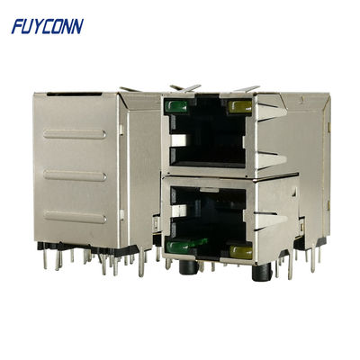 2x1 2 منافذ الصمام الخفيفة 16 دبوس موصل أنثى RJ45 للشبكة