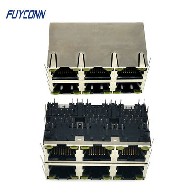 2x3 6 منافذ أنثى RJ45 موصل ثنائي الفينيل متعدد الكلور 48 دبوس موصل جاك معياري