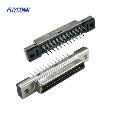 50Pin ثنائي الفينيل متعدد الكلور SCSI موصل 180 درجة ثنائي الفينيل متعدد الكلور تصاعد MDR موصل