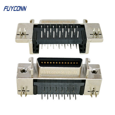 SCSI 26Pin موصل أنثى الزاوية اليمنى نوع ثنائي الفينيل متعدد الكلور مع لوحة قفل الزنك شل