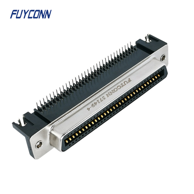 الزاوية اليمنى ثنائي الفينيل متعدد الكلور أنثى DDK Amphenol Centronics 64 Pin Connector
